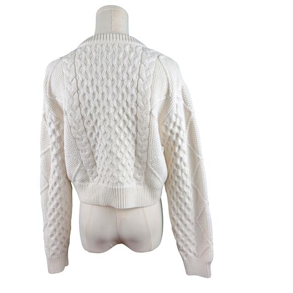 Future Collective Reese Blutstein Women's MED Cropped Cream Cable Knit Sweater - Picture 3 of 9